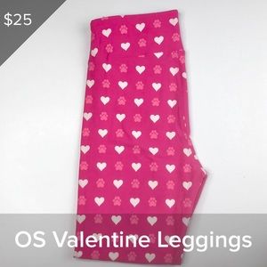 LuLaRoe Paw Print 🐾 & Hearts Leggings One Size OS